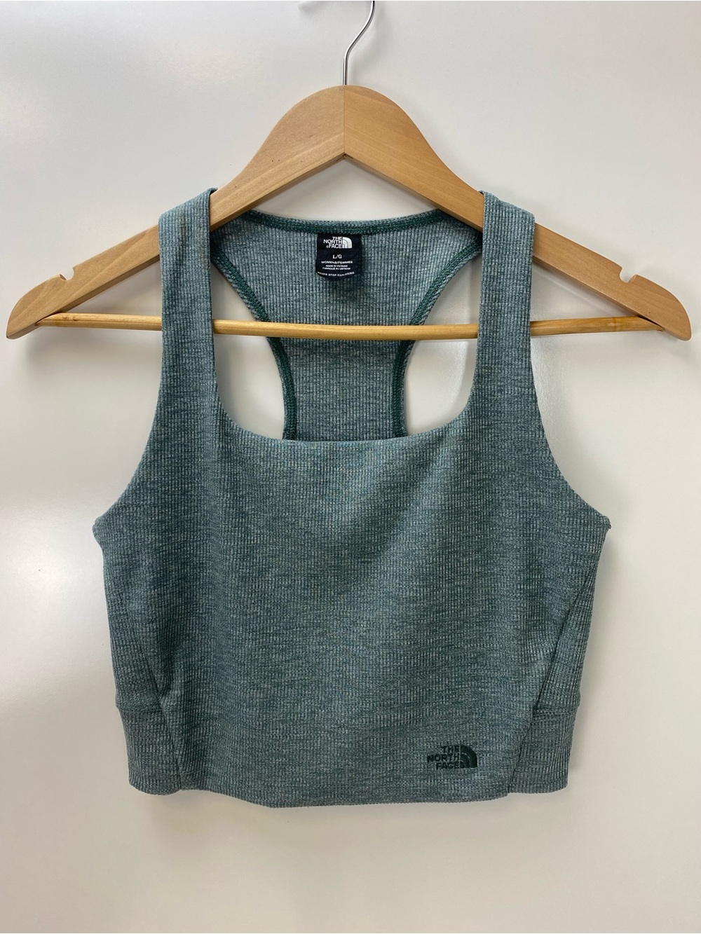 The North Face Sage Green Ribbed Racerback Crop Tank